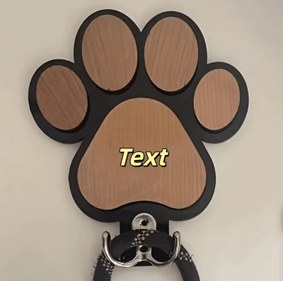 Inspire Picks Custom Wooden Paw Print Dog Leash Hanger Decorative Wall Hook For Collars & Pet Accessories black