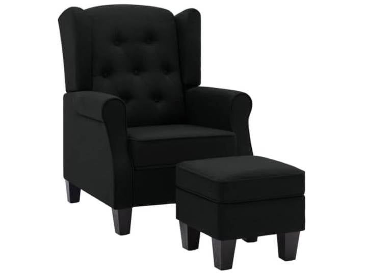 Heofavd Sessel mit Fußhocker Schwarz 2-teilig Loungesessel aus Stoff
