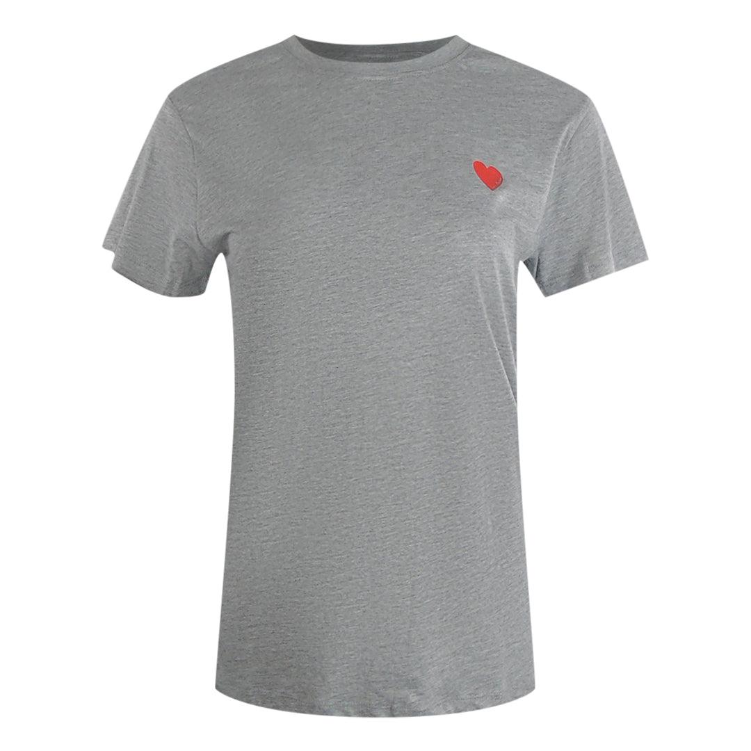 Moschino T-shirt Mit Kleinem Roten Herzlogo, Grau