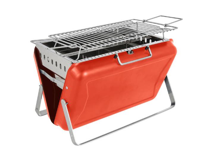 Flamino Koffer-Kohlegrill Rot tragbar
