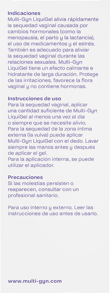 MULTI-GYN Liquigel trata y alivia inmediatamente la sequedad vaginal 50 ml