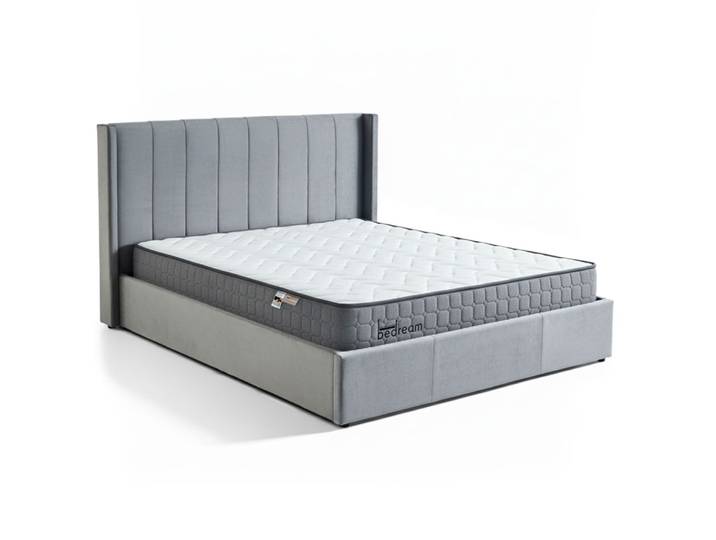 Pack lit-coffre + matelas bedream 180x200cm velours gris