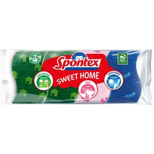 Spontex Spülschwamm Sweet Home, mit Scheuerseite, 4 Stück