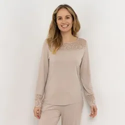 VIA MILANO Lingerie Shirt, 1/1-Arm Rundhalsausschnitt Spitzendetail