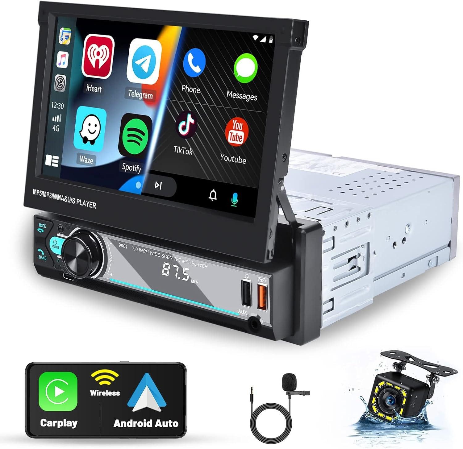 Selius 1DIN Autoradio met Navigatiesysteem, Multimedia Speler en Bluetooth