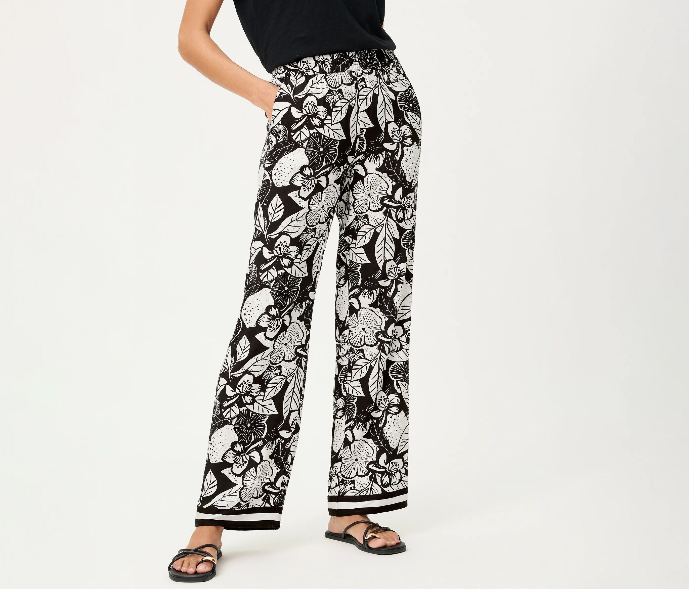 Tchibo - Olsen Wide Leg Hose - Damen - Gr. 36 - schwarz
