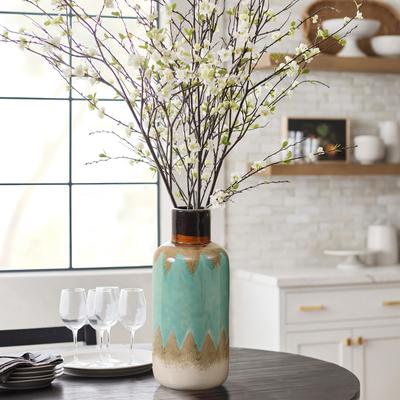 LuxenHome Three Earth Tones Ombre Tall Stoneware Vase