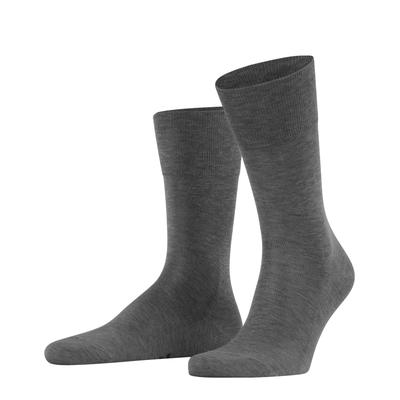 Socken FALKE "Tiago", Damen, Gr. 41-42, Sockengröße, grau (3165, steel melange), Obermaterial: 93% Baumwolle, 5% Polyamid, 2% Elasthan, unifarben, Socken Socken, mit feinem, gleichmäßigem Maschenbild