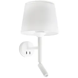 Faro Wandleuchte SAVOY E27, IP20, mit Leser, weiß FAR-20302-92