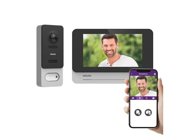 PHILIPS WelcomeEye Wireless Visiophone Connecté\, Écran Tactile 7\ Appairage sans fil\, Batterie intégrée\, Portée radio 350m\, Caméra Full HD 1080p\, Vision nocturne infrarouge\, Écran tactile 7 p