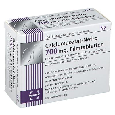 Calciumacetat Nefro 700 mg Filmtabletten 100 St