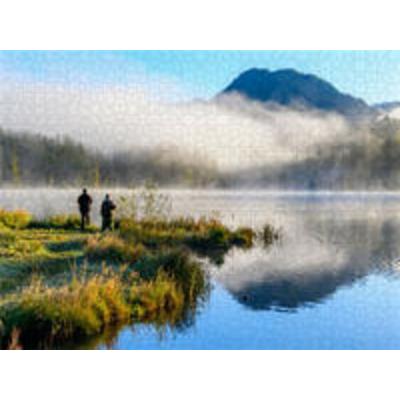 CALVENDO Puzzle Angler am mystischen Hintersee | 2000 Teile Lege-Größe 90x67cm Foto-Puzzle für glückliche Stunden