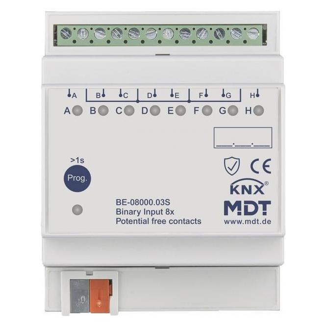 MDT BE-08000.03S KNX Binäreingang 8f 4TE REG Ausführung potentialfrei Secure (BE-08000.03S)