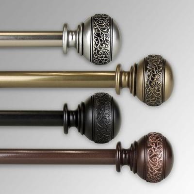 Rod Desyne "Valeriana Single Decorative Curtain Rod Set, 18"" to 28"", Black"