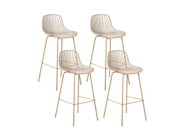 Lot de 4 chaises de bar KLEVE Beige