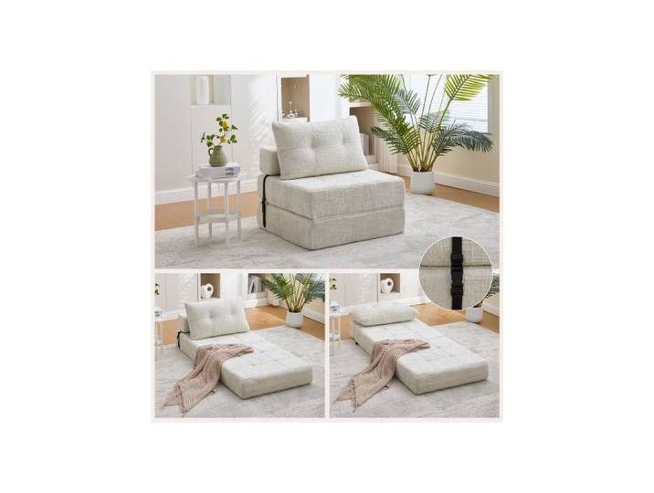 Canapé-lit pliable avec coussin matelas pliant avec dossier sofa portable confortable au sol idéal pour salon et chambre