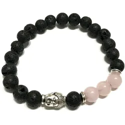 Lava Stone Bracelet - Buddha Rose Quartz