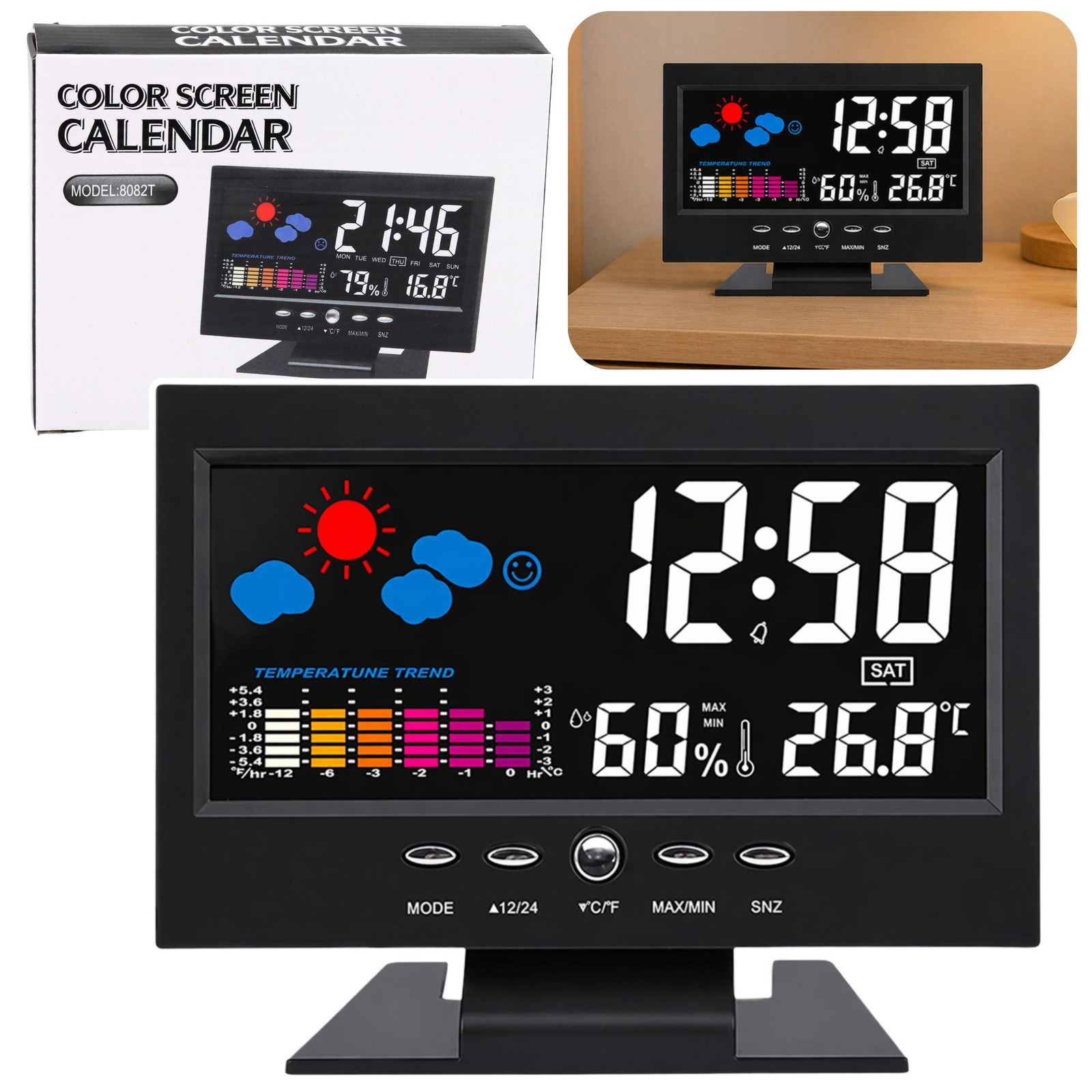 Lean Digitaal Led-weerstation met Binnenthermometer en Hygrometer