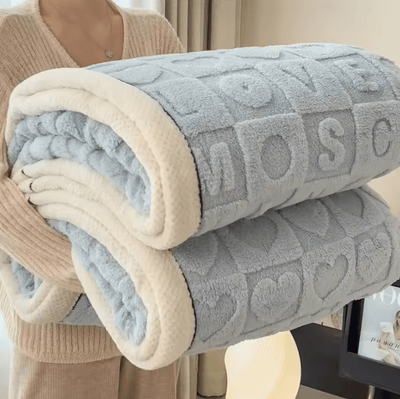 Inspire Curations 3D Heart Coral Fleece Throw Blanket fanxing Blue 200x230cm 1pcs