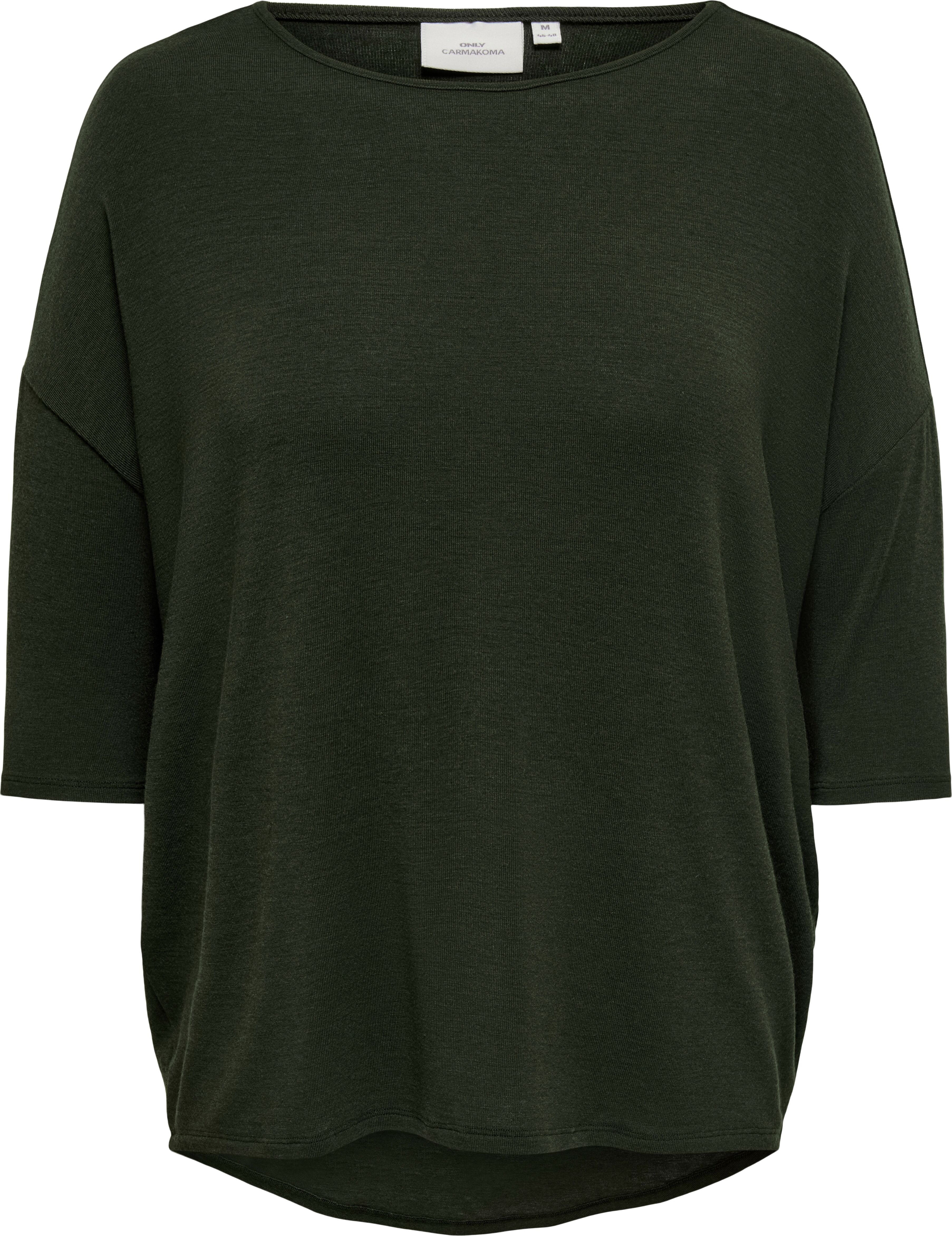 ONLY CARMAKOMA "CARLAMOUR 3/4 TOP JRS NOOS" Materialmix, loose fit forest night S