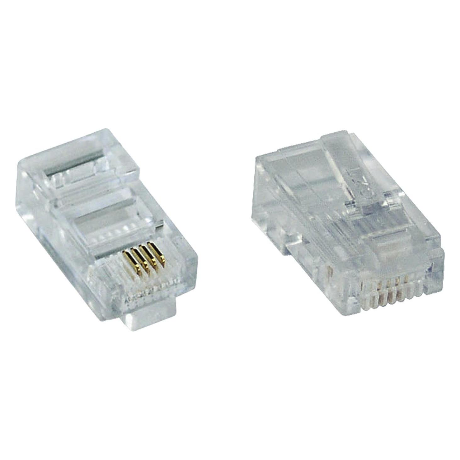 InLine 100er Pack Modularstecker 8P4C RJ45 zum Crimpen auf Flachkabel (ISDN) (73098L)