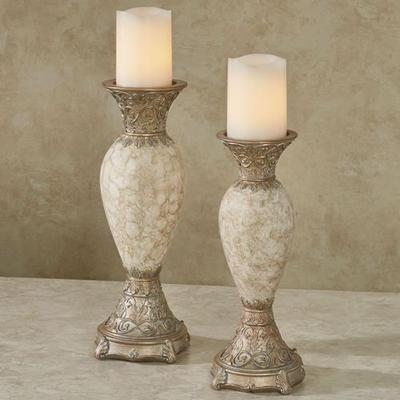 Touch of Class Cambria Candleholders Ivory/Beige Set of Two, Set of Two, Ivory/Beige