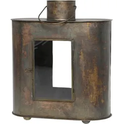Chic Antique Laterne mit Glasfenster, H32/L28/B15 cm