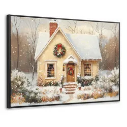 LEINWAND Bilder mit Rahmen - Weihnachten - Zuhause - Winter - Schnee - 150x100