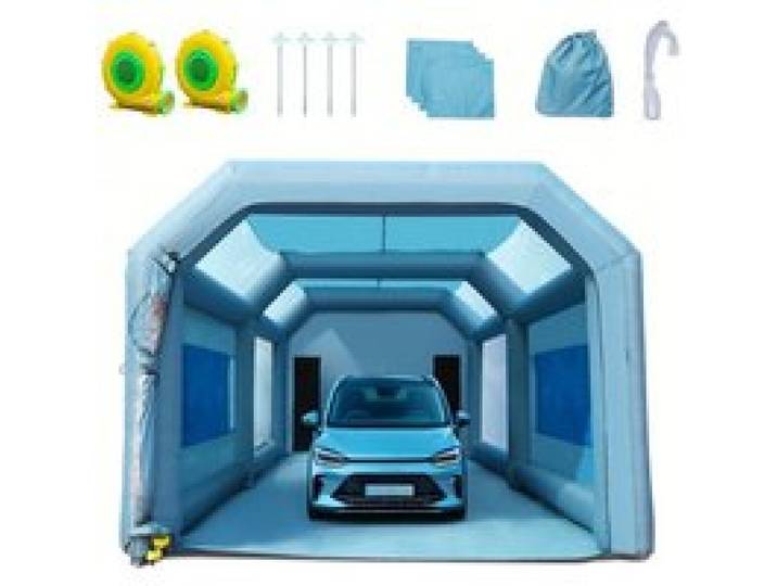 VEVOR Cabine de Peinture Gonflable 7x4x2,75 m Tente Peinture Gonflable Automobile en Tissu Oxford 210D avec Système de Filtration 2 Souffleurs Station de Travail pour Pose de Peinture Atelier Garage