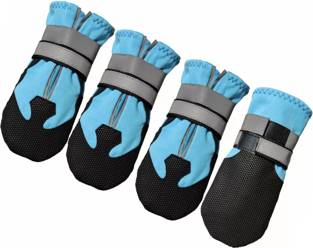 INF Haustier-Outdoor-Schuhe 4er-Pack – Rutschfeste Spandex-Hundeschuhe mit verstellbarem Gummi und Klettverschluss, M Blau