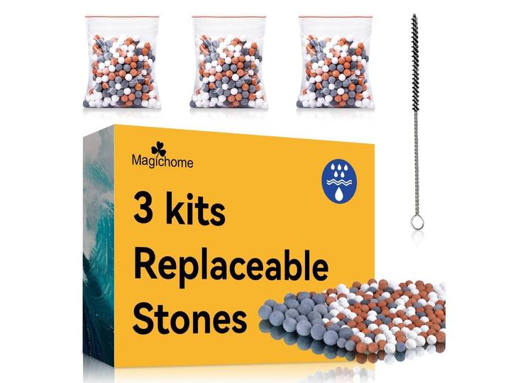 Mineralperlen Nachfüllset 3 Kits Filtersteine für Duschkopf, zur Chlor-Entfernung und Wasserreinigung