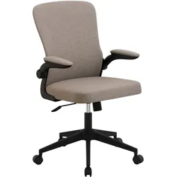 Ergonomischer Bürostuhl Drehsessel mit verstellbaren Armlehnen und höhenverstellbar, gepolstert, für Schreibtisch – Braun