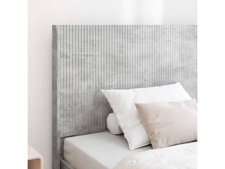 KTHLBRH Bett Grau Beton 90 x 200 cm mit Stauraum Technisches Holz, Lattenrost, Kopfteil inklusive, 140 kg Kapazität