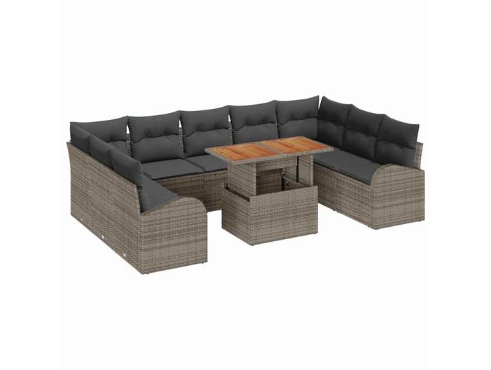 vidaXL Loungesofa Garten-Sofa-Set 10 stk. Grau, 10 Teile