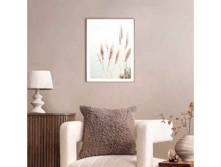 Kunstdruck Pampasgras MDF - Mitteldichte Holfaserplatte Beige/Beige 30 x 40 x 1cm