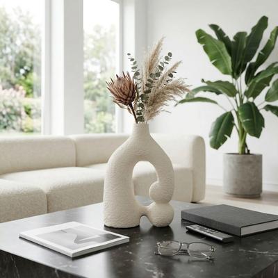 Sagebrook Home Abstract Cutout Sculptural Terracotta Flower Vase - White & Ivory