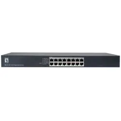 LevelOne Switch 16x GE GEU-1632 19" (16 Ports), Netzwerk Switch, Grau