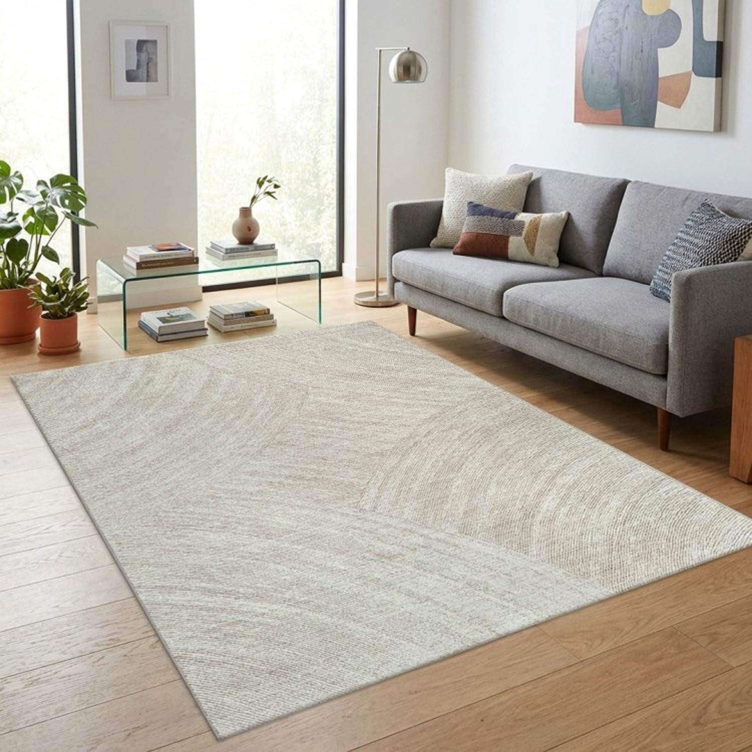 TapisTrend Designer tapijt Beige Modern Abstract Vloerkleed voor Woonkamer en Slaapkamer