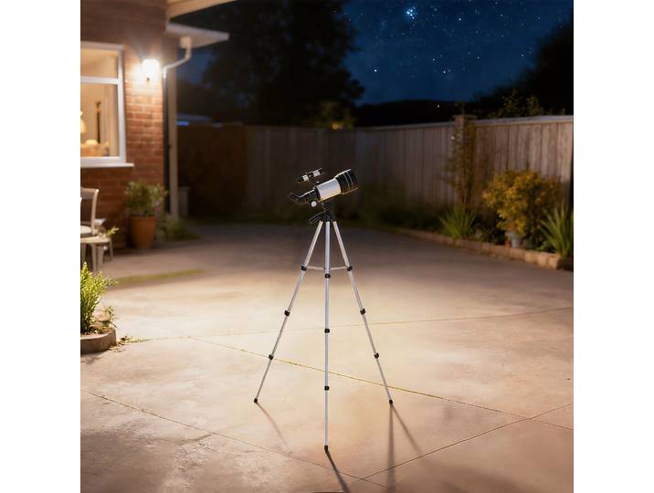 Outsunny Télescope Astronomique 70mm avec Trépied Réglable Blanc