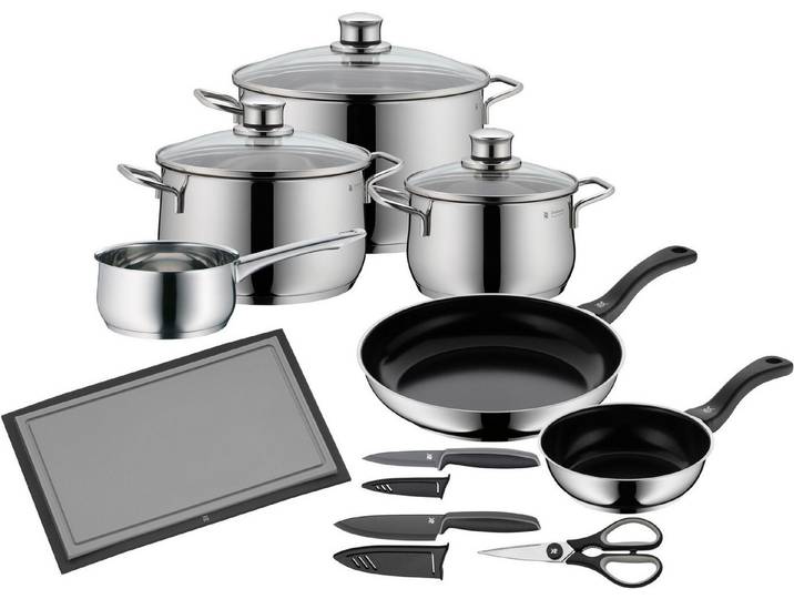 WMF Topf-Set Diadem Plus, Cromargan® Edelstahl Rostfrei 18/10 (Set, 15-tlg), Starter-Set, rostfrei, spülmaschinengeeignet, poliert, hitzebeständig