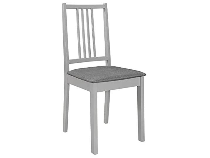 POUFGDR Esszimmerstühle mit Kissen, Grau, Massivholz, 2 Stück 2 Stück, Kissen inklusive, stabiles Holz, Belastung 110 kg pro Sitz, modernes Design, einfache Pflege