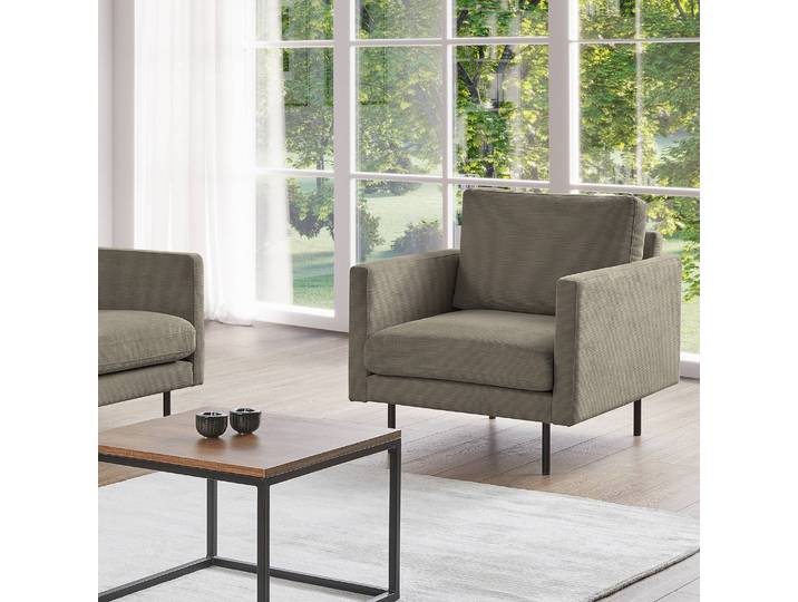 Sessel Grau Cordstoff Licia 80 x 82 x 94cm