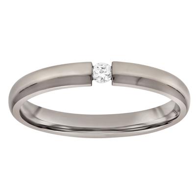 Trauring TITANIA "Titanring", silber (titanfarben), Fingerringe, Damen, 54, Titan, Trauring, mit Zirkonia