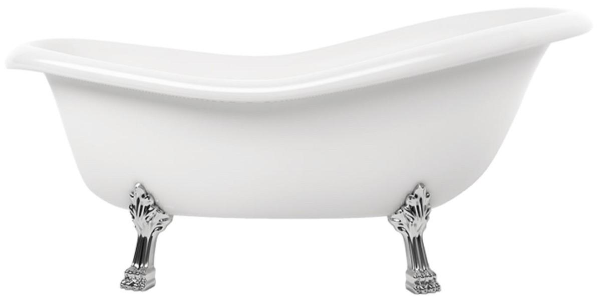 Casa Padrino Jugendstil Badewanne Weiß / Silber 168 cm - Freistehende Retro Stil Badewanne
