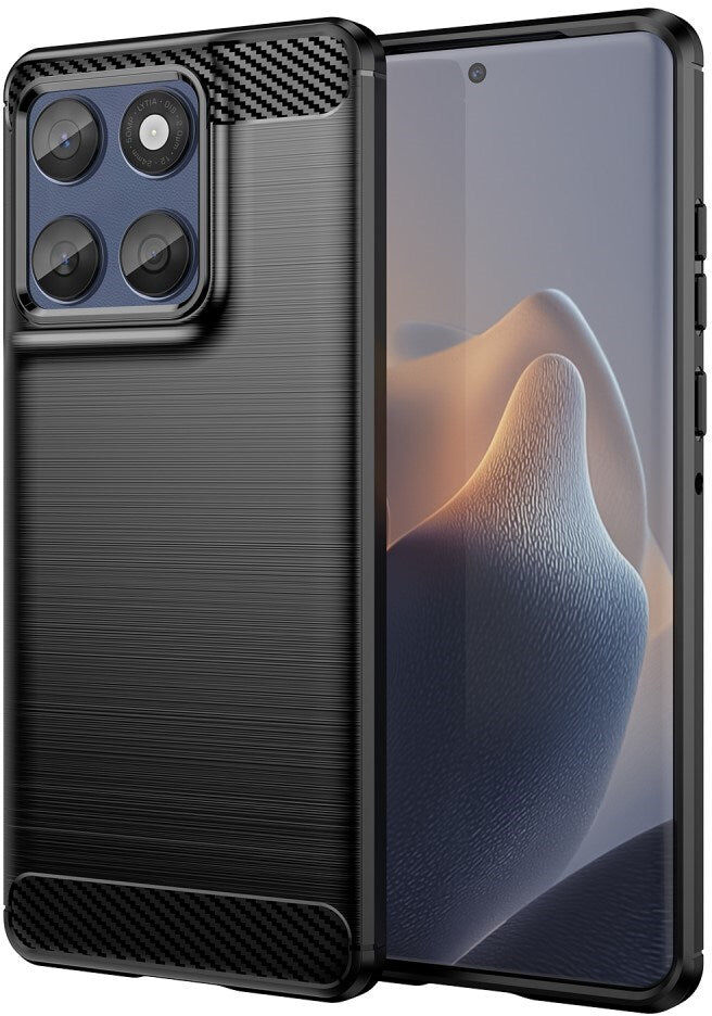 EIDERWOOD Motorola Edge 60 / Edge 60 Fusion Brushed Carbon Bagside Cover - Sort