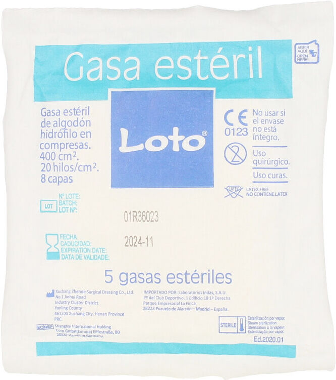 Indasec Sterile Hydrophilic Soft Gauze 100% Cotton 90 units