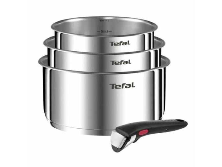 TEFAL L896S404 INGENIO EMOTION Set 3 Casseroles 16/18/20 cm+1 poignée - Inox - Tous feux dont induction