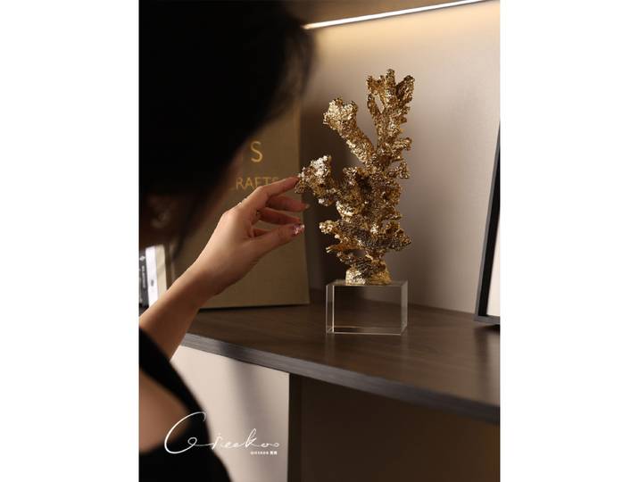Turin Golden Dream italien luxe doré Transparent cristal corail Art salon Table décoration ornement
