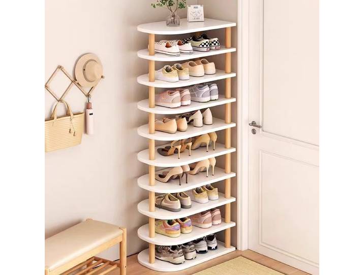 Étagère à chaussures moderne simple, multicouche, empilable, en bois, réglable, 10 étagères, pliable, sur pied, salon, étroite, verticale