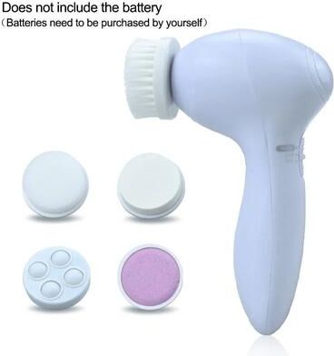 Inspire Select 5 in 1 Electric Facial Cleansing Brush Waterproof Face Cleaning & Exfoliating Massager For Deep Skin Care white